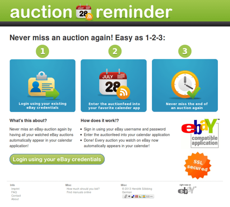 Reminder - напоминание о заканчивающихся аукционах в eBay